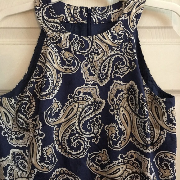 Ann Taylor Loft Racerback Tank Blue Print Sz 2 - Picture 2 of 6